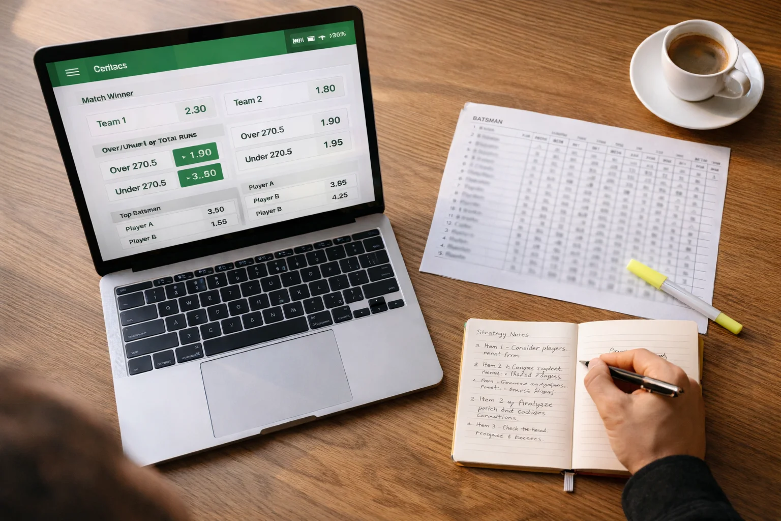 Diversi mercati di scommesse cricket in diretta mostrati su interfaccia pulita